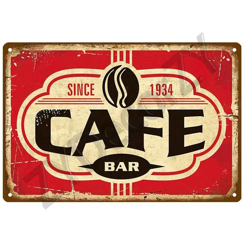 Coffee Retro Tin Sign Poster Vintage Wall Poster Metal Sign Decorative Wall Plate Kitchen Plaque Metal Vintage Decor Accessories