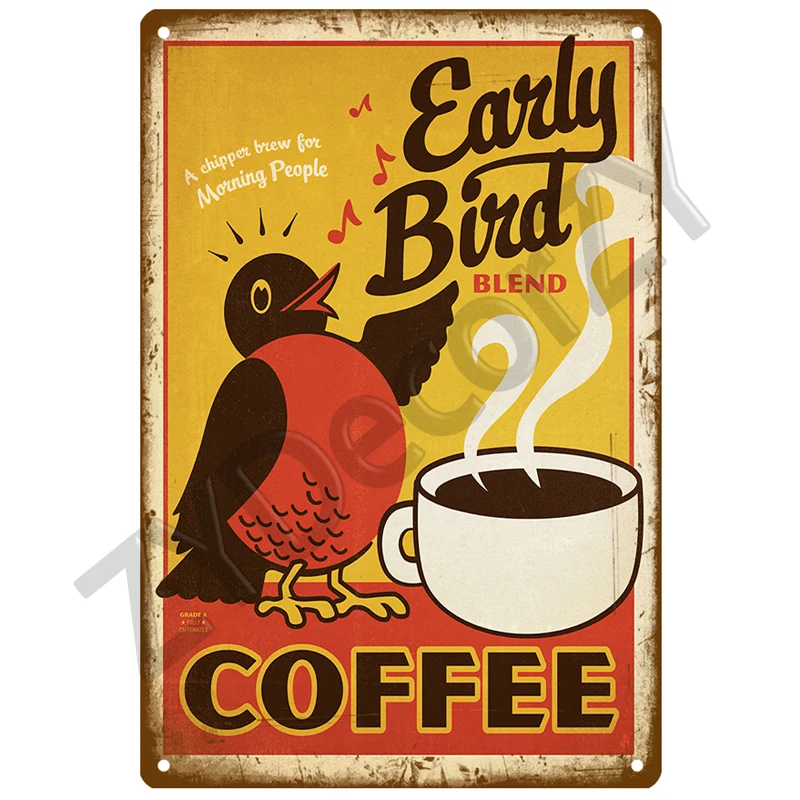 Coffee Retro Tin Sign Poster Vintage Wall Poster Metal Sign Decorative Wall Plate Kitchen Plaque Metal Vintage Decor Accessories