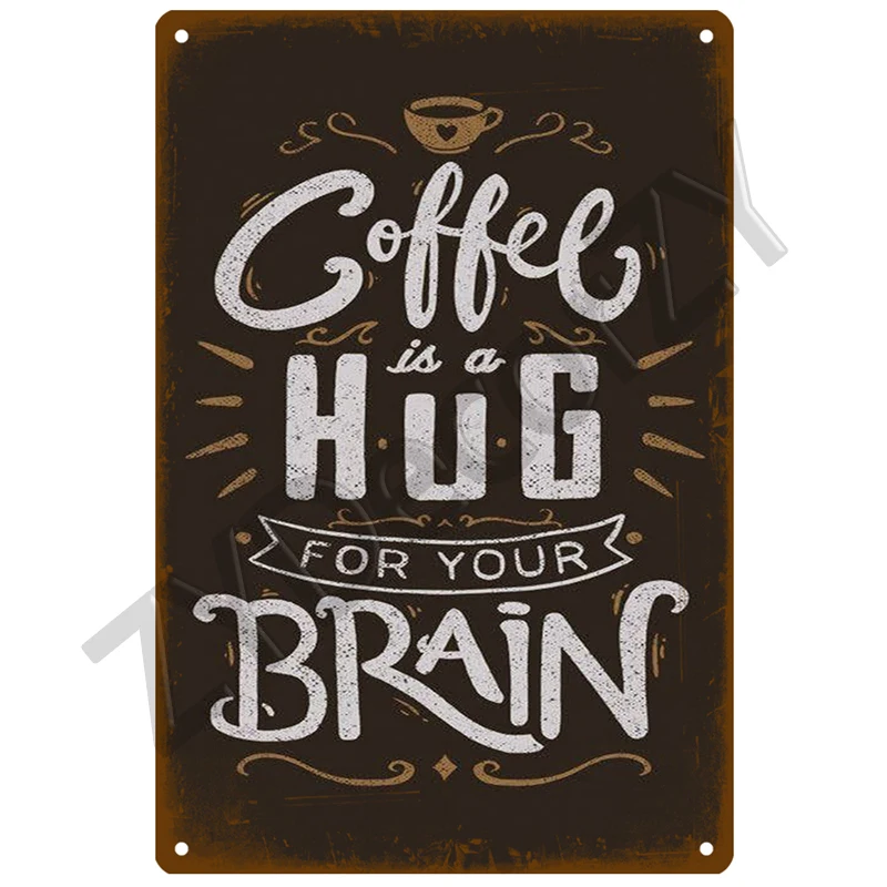 Coffee Retro Tin Sign Poster Vintage Wall Poster Metal Sign Decorative Wall Plate Kitchen Plaque Metal Vintage Decor Accessories