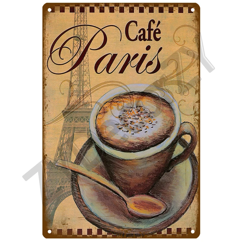 Coffee Retro Tin Sign Poster Vintage Wall Poster Metal Sign Decorative Wall Plate Kitchen Plaque Metal Vintage Decor Accessories