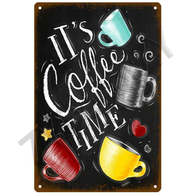 Coffee Retro Tin Sign Poster Vintage Wall Poster Metal Sign Decorative Wall Plate Kitchen Plaque Metal Vintage Decor Accessories