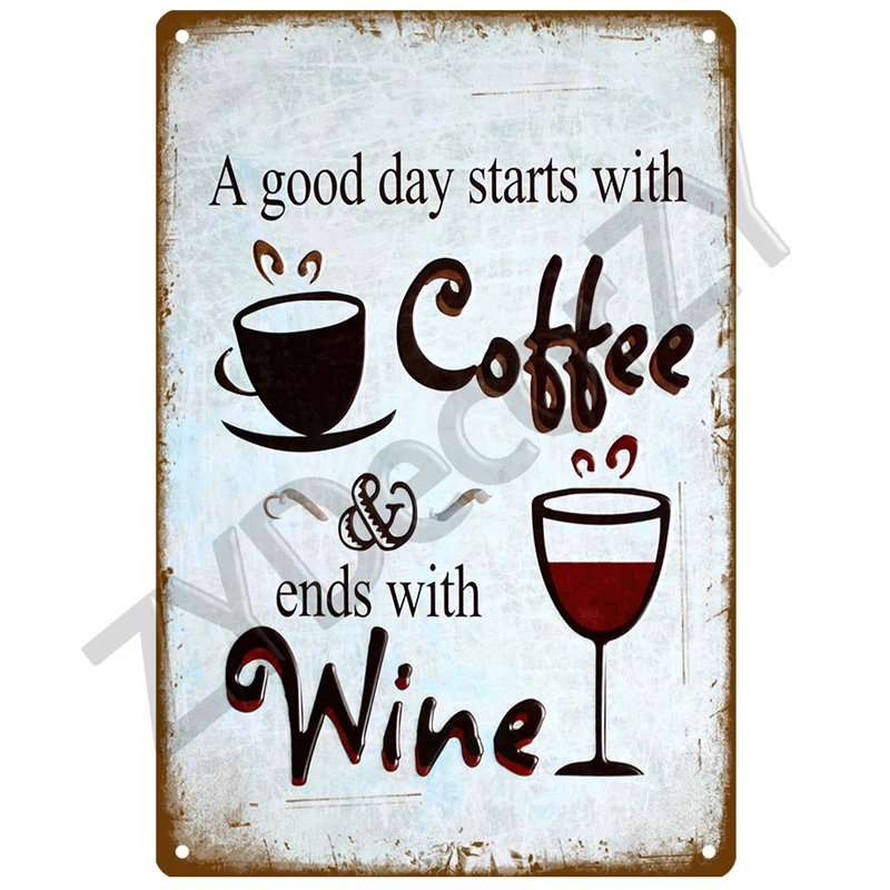 Coffee Retro Tin Sign Poster Vintage Wall Poster Metal Sign Decorative Wall Plate Kitchen Plaque Metal Vintage Decor Accessories