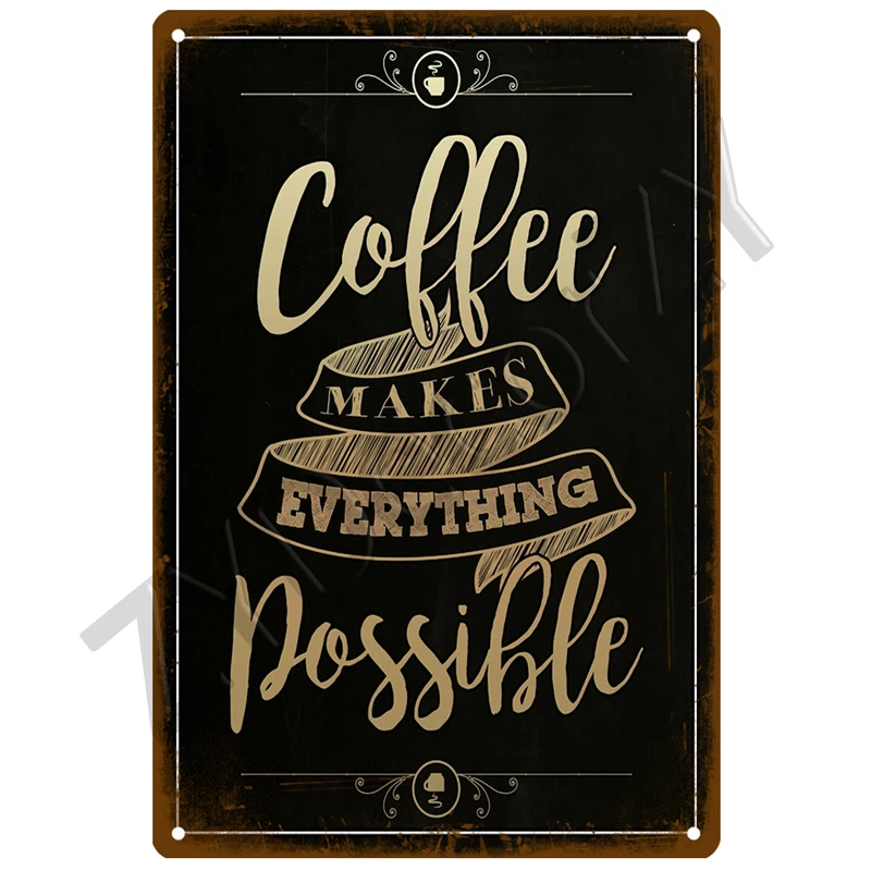 Coffee Retro Tin Sign Poster Vintage Wall Poster Metal Sign Decorative Wall Plate Kitchen Plaque Metal Vintage Decor Accessories