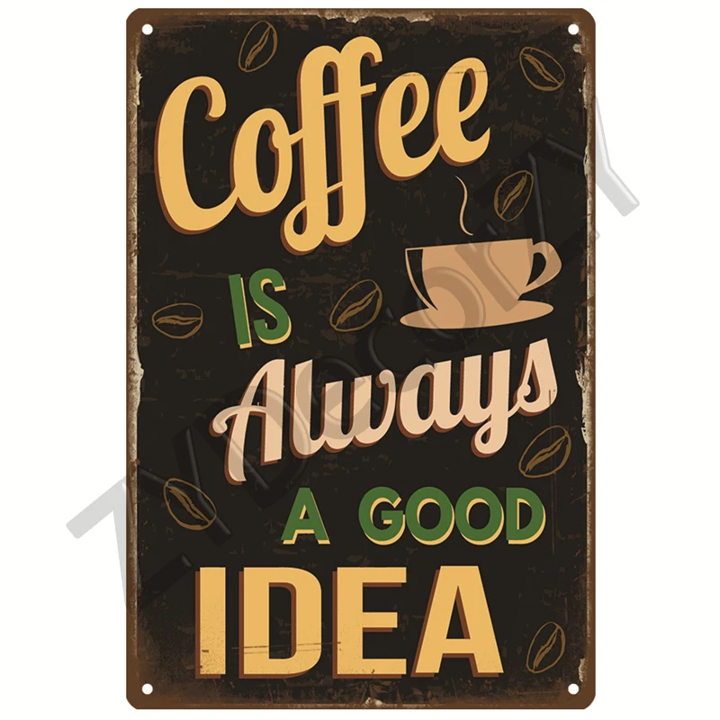 Coffee Retro Tin Sign Poster Vintage Wall Poster Metal Sign Decorative Wall Plate Kitchen Plaque Metal Vintage Decor Accessories