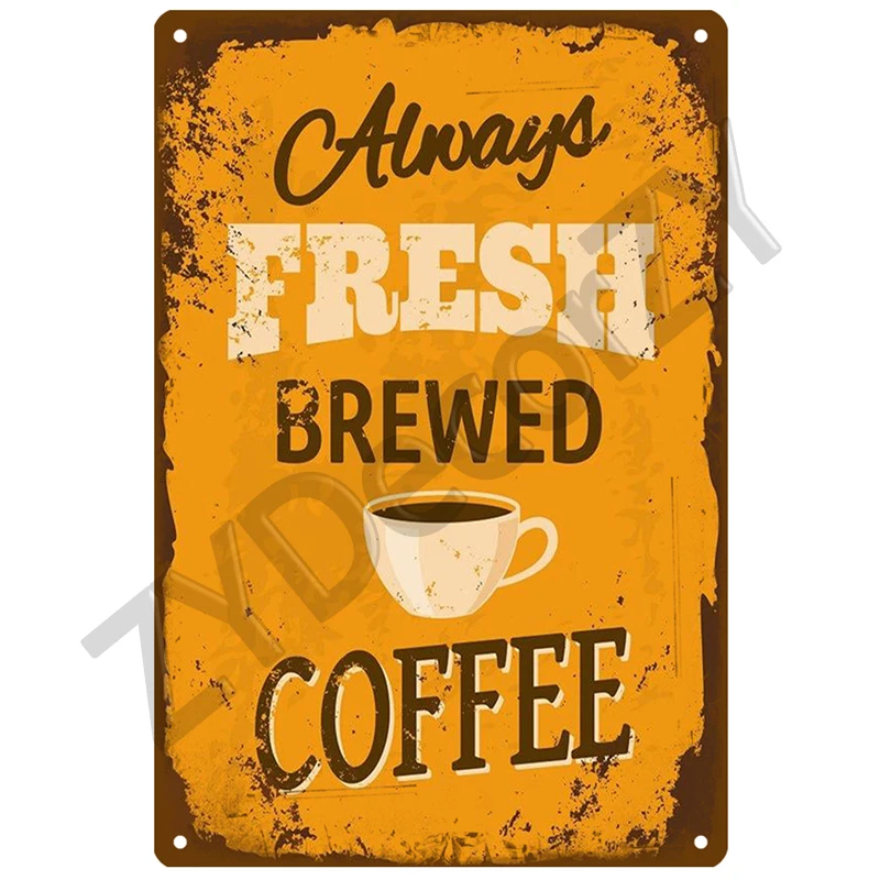 Coffee Retro Tin Sign Poster Vintage Wall Poster Metal Sign Decorative Wall Plate Kitchen Plaque Metal Vintage Decor Accessories
