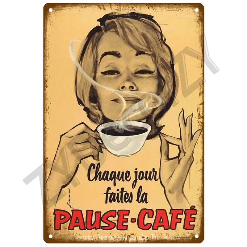 Coffee Retro Tin Sign Poster Vintage Wall Poster Metal Sign Decorative Wall Plate Kitchen Plaque Metal Vintage Decor Accessories