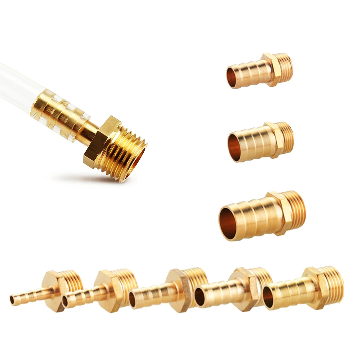 Pagoda Brass Pipe Fitting 6/8/10/12/14/16mm Hose Barb Tail 1/8" 1/4" 3/8" 1/2" BSP Male Connector Joint Copper Coupler Adapter