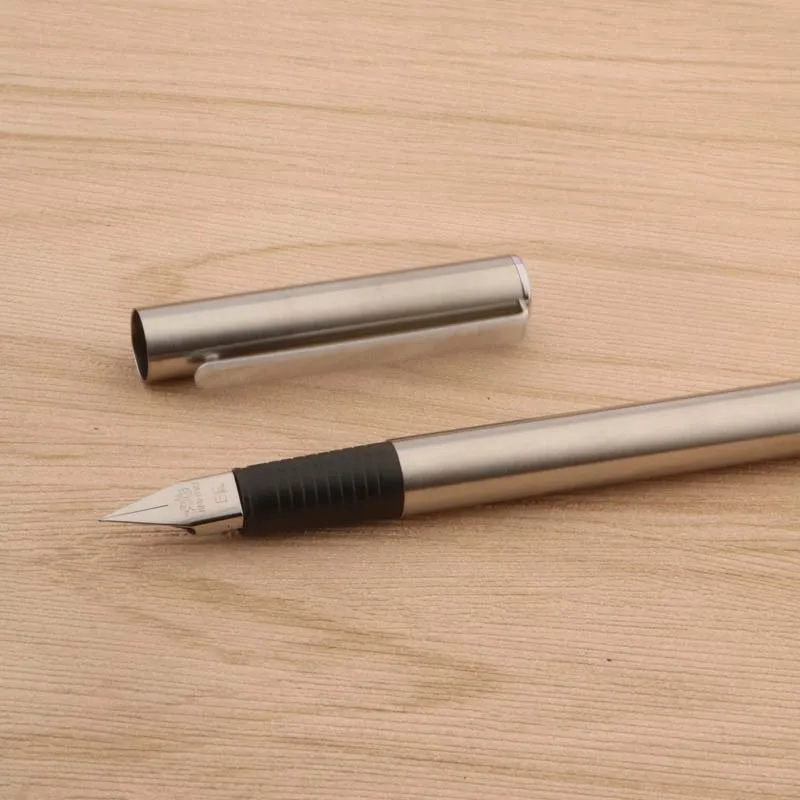 2022 Classic JINHAO 65 Stainless Steel Fountain Pen Frosted Black EF F Stationery Office School Supplies Writing Ink Pens New