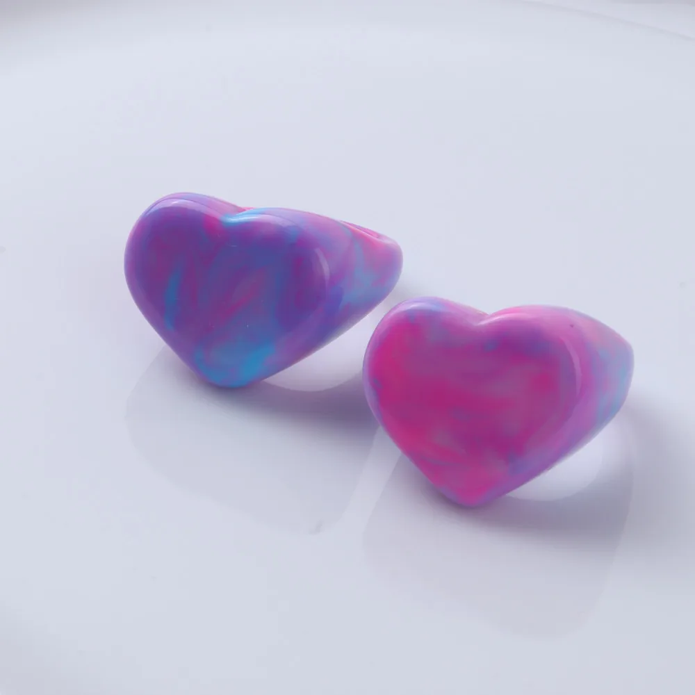 FishSheep Big Colorful Resin Heart Rings For Women Korean Geometric Transparent Shiny Acrylic Ring Girls Fashion Jewelry Gifts