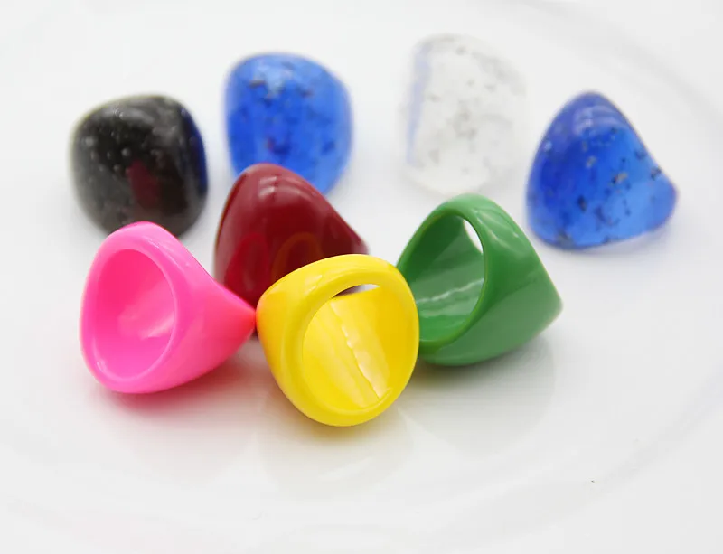 FishSheep Big Colorful Resin Heart Rings For Women Korean Geometric Transparent Shiny Acrylic Ring Girls Fashion Jewelry Gifts