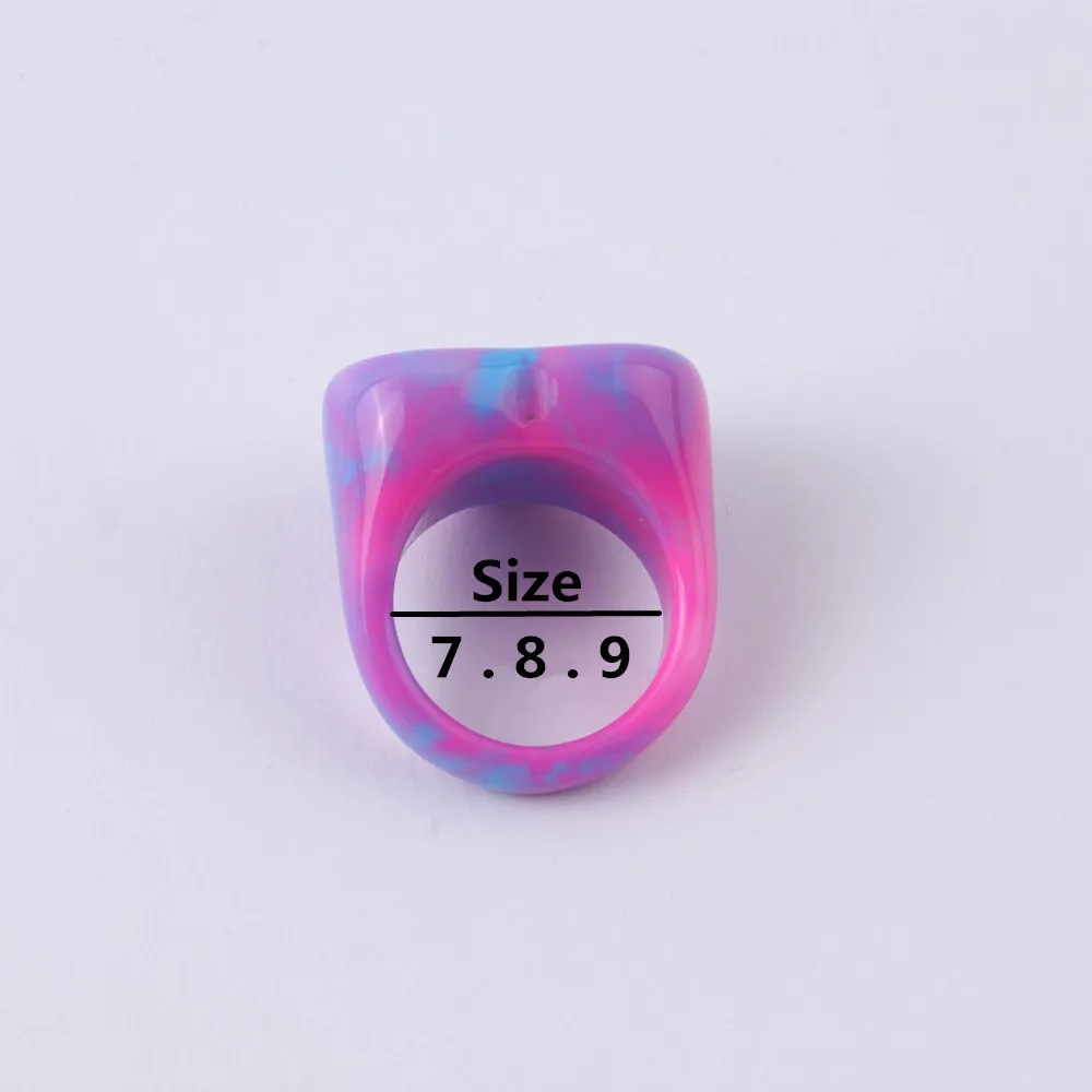 FishSheep Big Colorful Resin Heart Rings For Women Korean Geometric Transparent Shiny Acrylic Ring Girls Fashion Jewelry Gifts