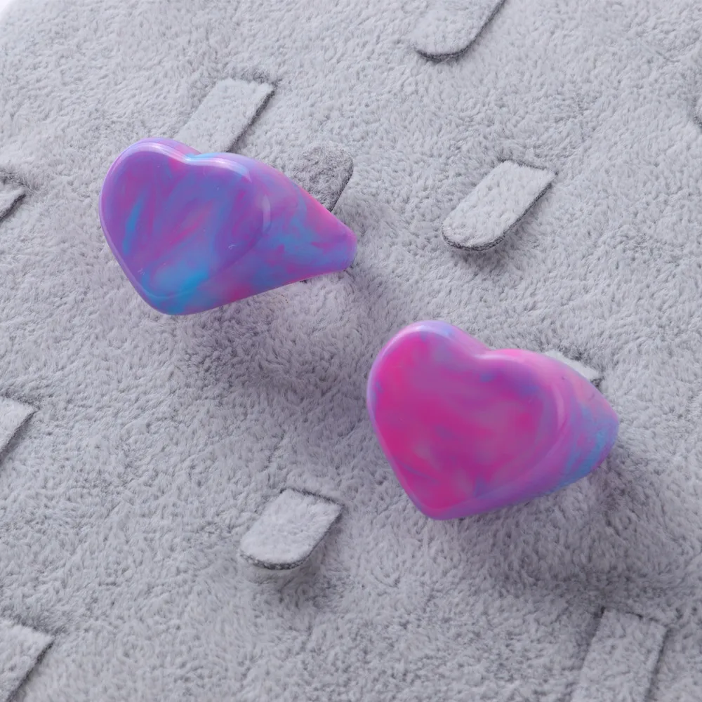 FishSheep Big Colorful Resin Heart Rings For Women Korean Geometric Transparent Shiny Acrylic Ring Girls Fashion Jewelry Gifts
