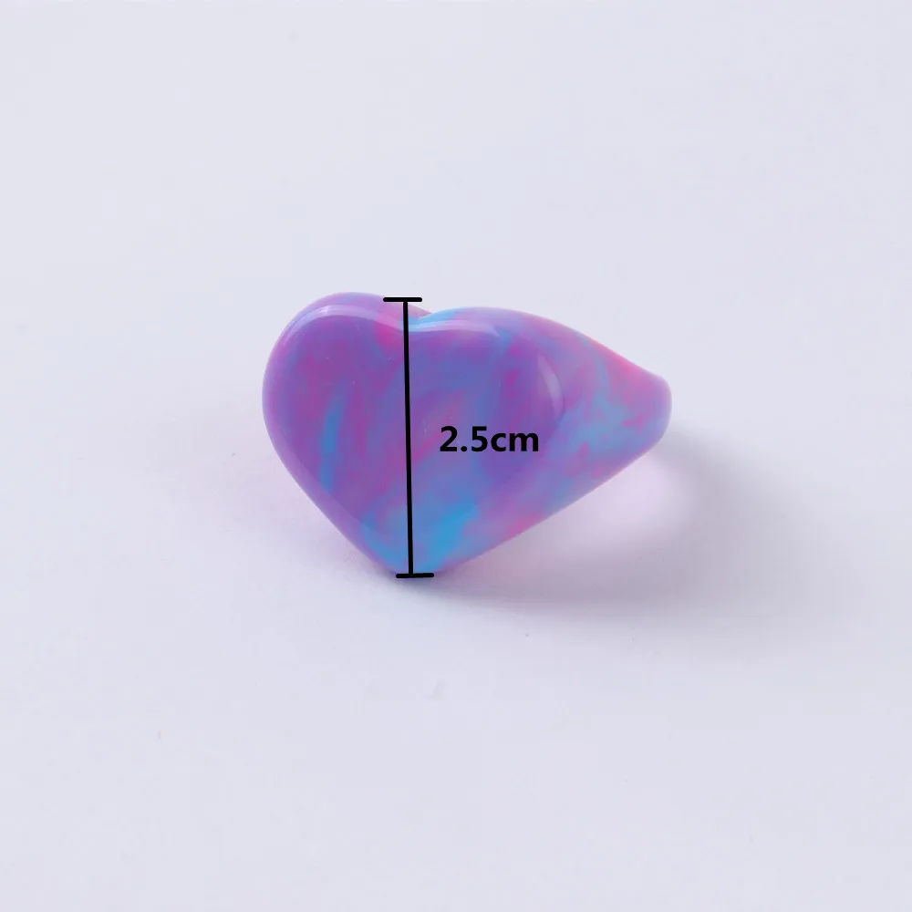 FishSheep Big Colorful Resin Heart Rings For Women Korean Geometric Transparent Shiny Acrylic Ring Girls Fashion Jewelry Gifts