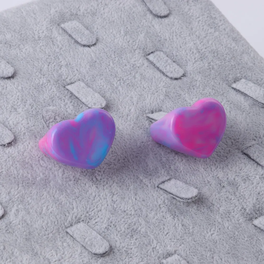 FishSheep Big Colorful Resin Heart Rings For Women Korean Geometric Transparent Shiny Acrylic Ring Girls Fashion Jewelry Gifts