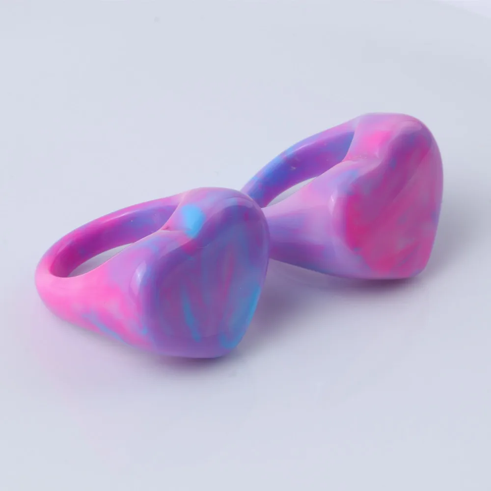 FishSheep Big Colorful Resin Heart Rings For Women Korean Geometric Transparent Shiny Acrylic Ring Girls Fashion Jewelry Gifts