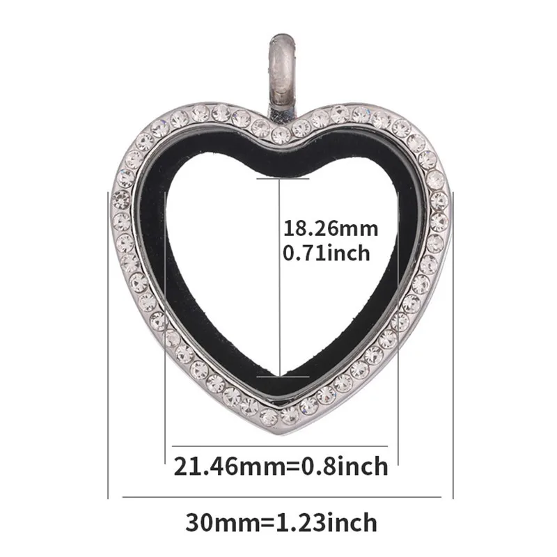 Heart Locket Pendant Necklace For Women Men Accessories Rhinestone Floating Lockets Charm Necklaces Fashion Jewelry Gift 3 Color