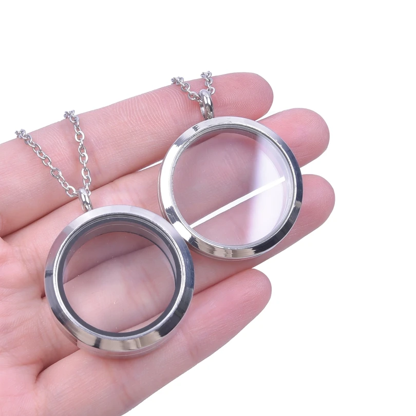 Heart Locket Pendant Necklace For Women Men Accessories Rhinestone Floating Lockets Charm Necklaces Fashion Jewelry Gift 3 Color