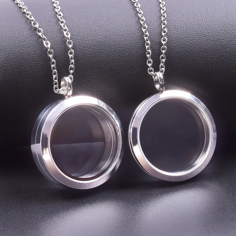 Heart Locket Pendant Necklace For Women Men Accessories Rhinestone Floating Lockets Charm Necklaces Fashion Jewelry Gift 3 Color