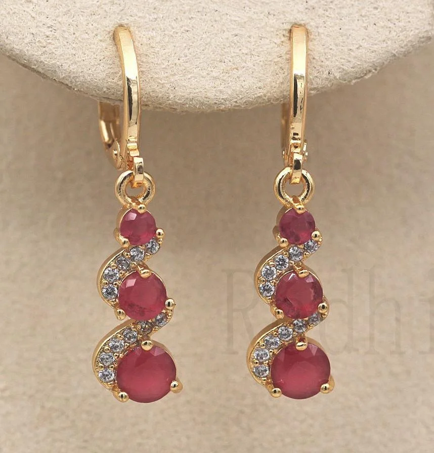 Classic Trend Earrings Gold Color Swirl Green Stone Dangle Earrings for Women Jewelry