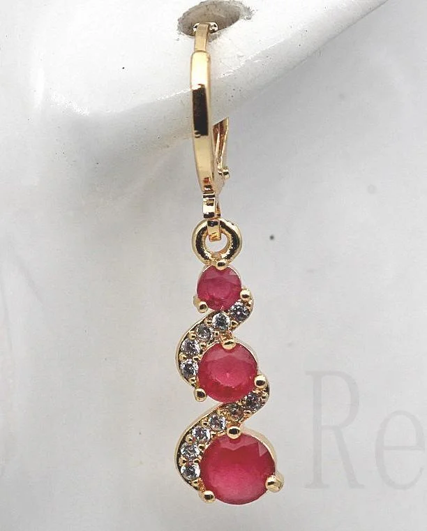 Classic Trend Earrings Gold Color Swirl Green Stone Dangle Earrings for Women Jewelry