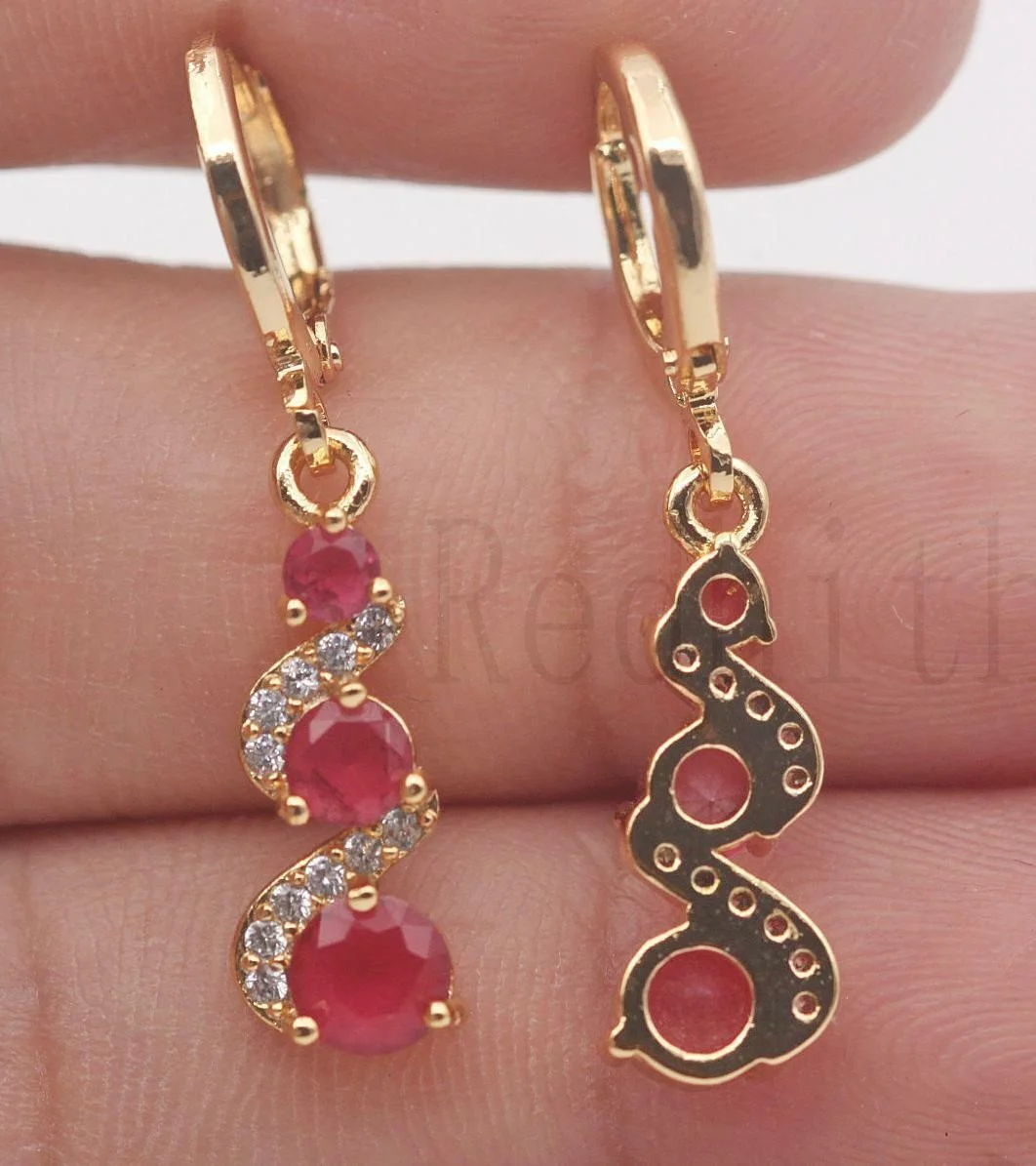 Classic Trend Earrings Gold Color Swirl Green Stone Dangle Earrings for Women Jewelry