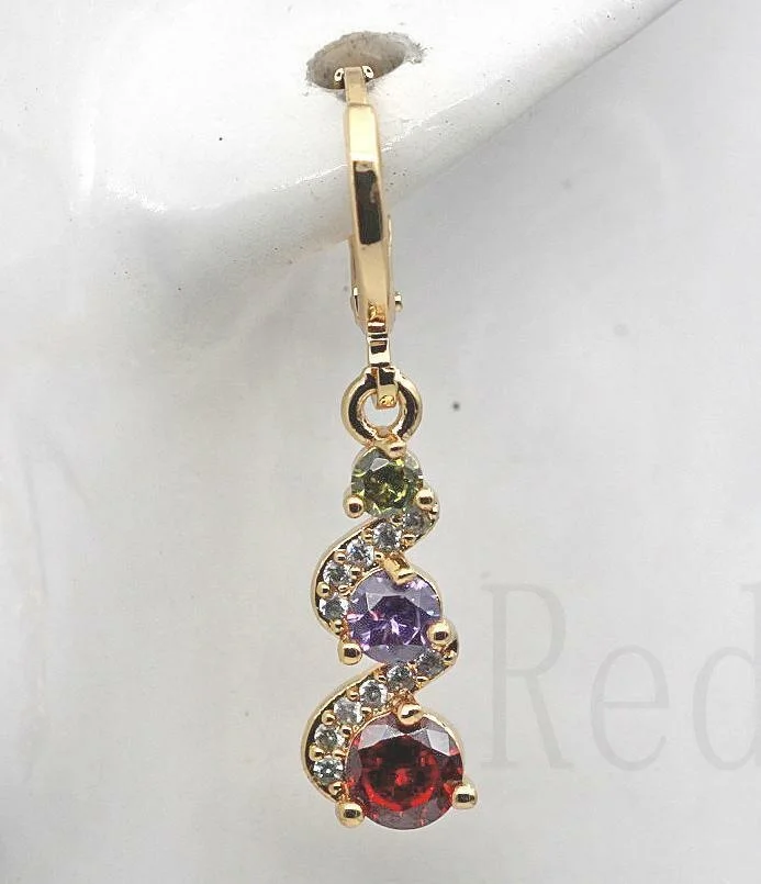 Classic Trend Earrings Gold Color Swirl Green Stone Dangle Earrings for Women Jewelry