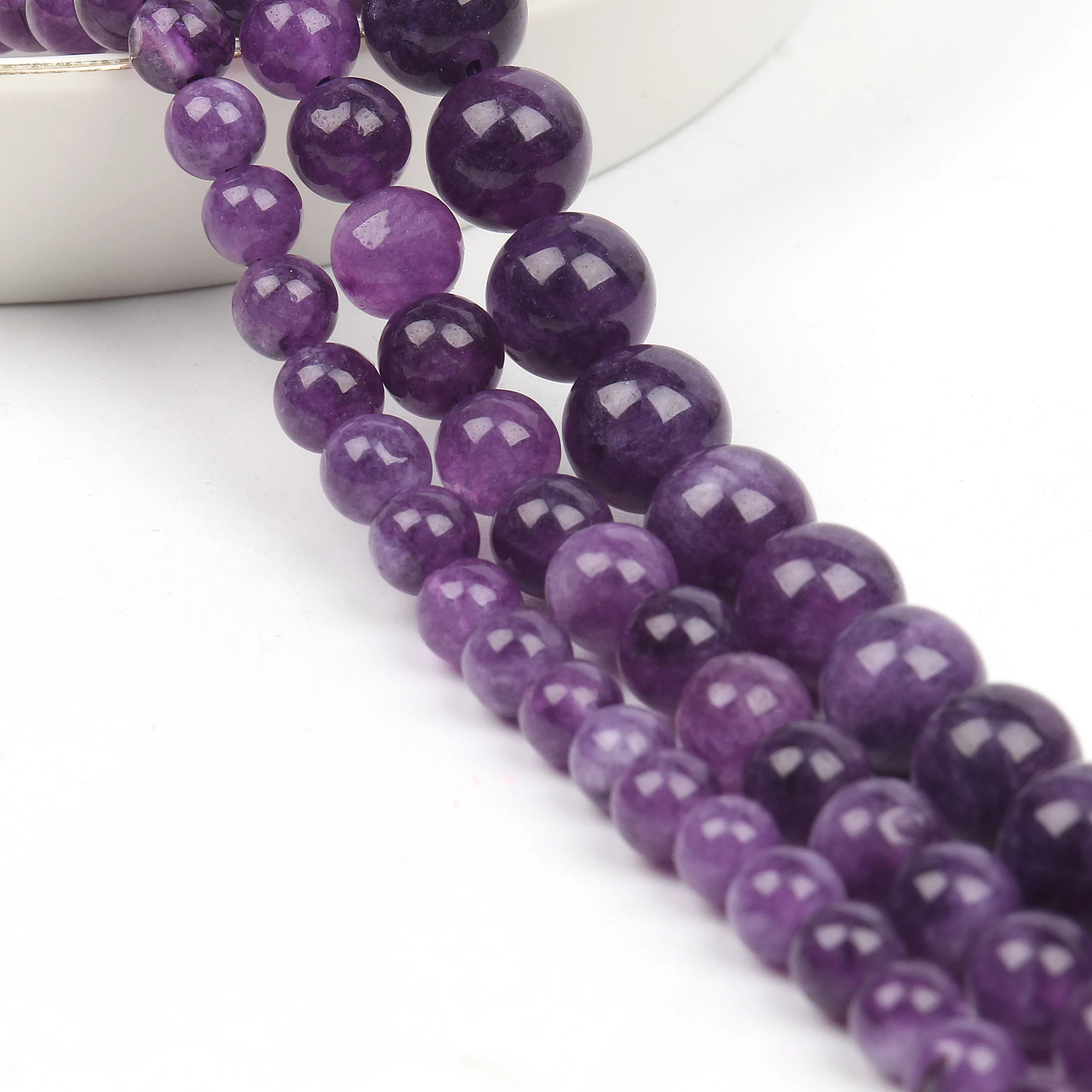 Natural Stone Beads Amethyst Round Beads Loose Spacer Crystal Quartz Beads for Jewelry Making DIY Handmade Bracelets Neckalces