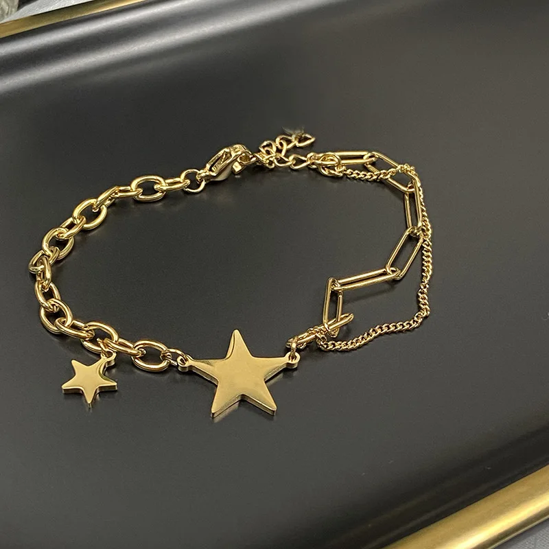 Fashion Chain Love Pearl Double Bracelet Temperament Peach Heart Pendant Bracelet Female College Student Jewelry Pulsera