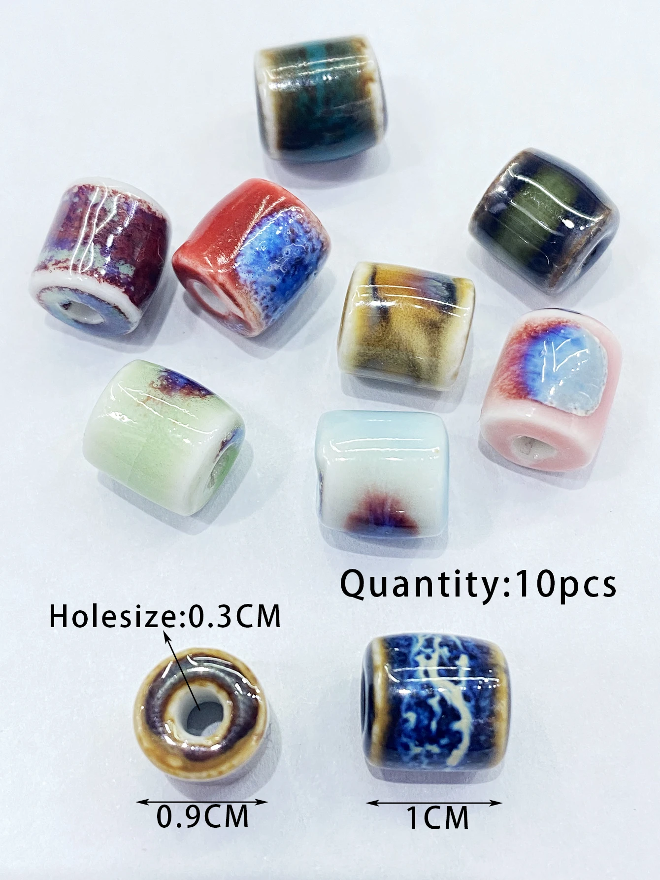10Pcs 10*9MM Ceramic Cylinder Spacer Loose Beads for Jewelry Bracelet Necklace Accessories DIY