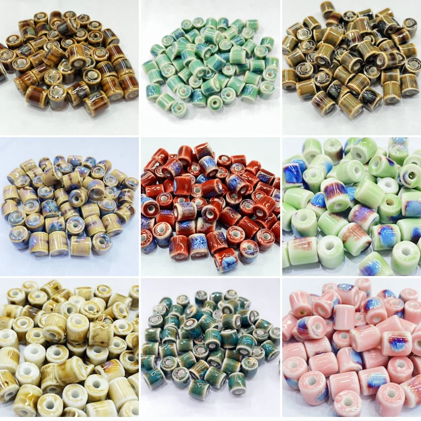 10Pcs 10*9MM Ceramic Cylinder Spacer Loose Beads for Jewelry Bracelet Necklace Accessories DIY