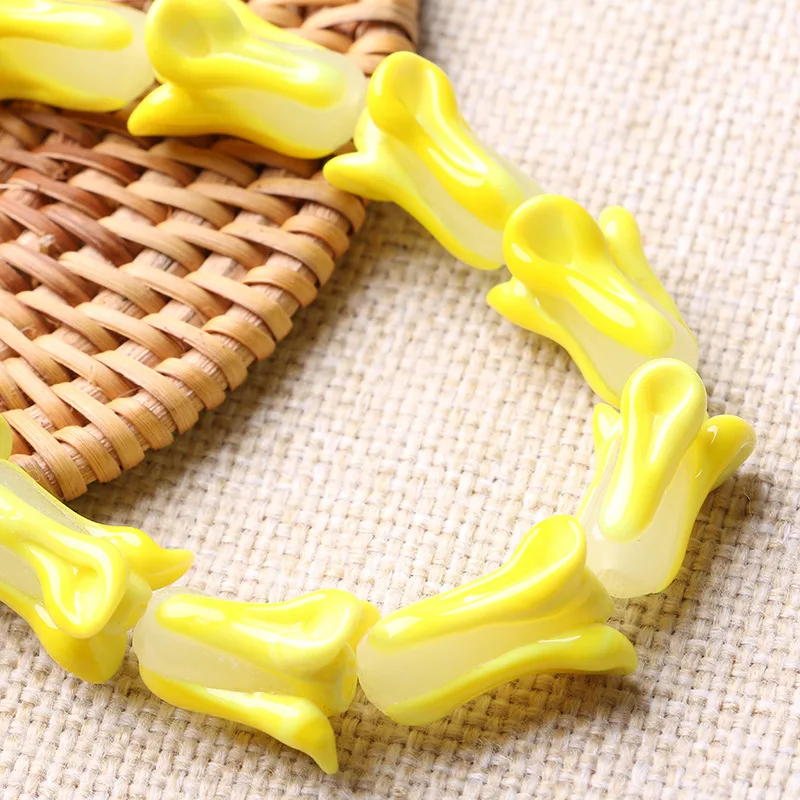 10Pcs Vegetable Cute Chinese Cabbage Handmade Lampwork Beads Glass Loose Beads For Jewelry Making DIY Bracelet Necklace Craft