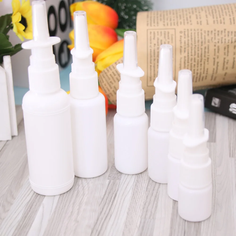 2pcs 10ml/20ml/30ml White Empty Plastic Nasal Spray Bottles Pump Sprayer Mist Nose Spray Refillable Bottling Packaging