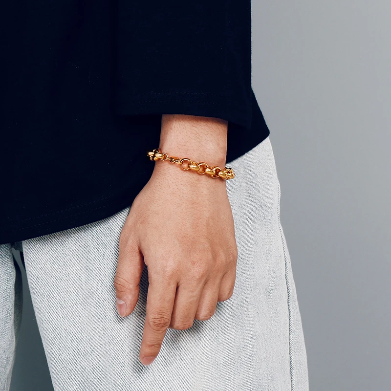 "O" Chain Luxury Stainless Steel Bracelet Men's High Quality Simple Chunky Link Wholesale Dropshipping Gift