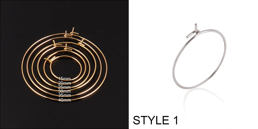 20Pcs/lot 316L Stainless Steel Big Circle Ear Wire Hoops Earring Making Materials DIY Earrings Base Earwires Jewelry Findings