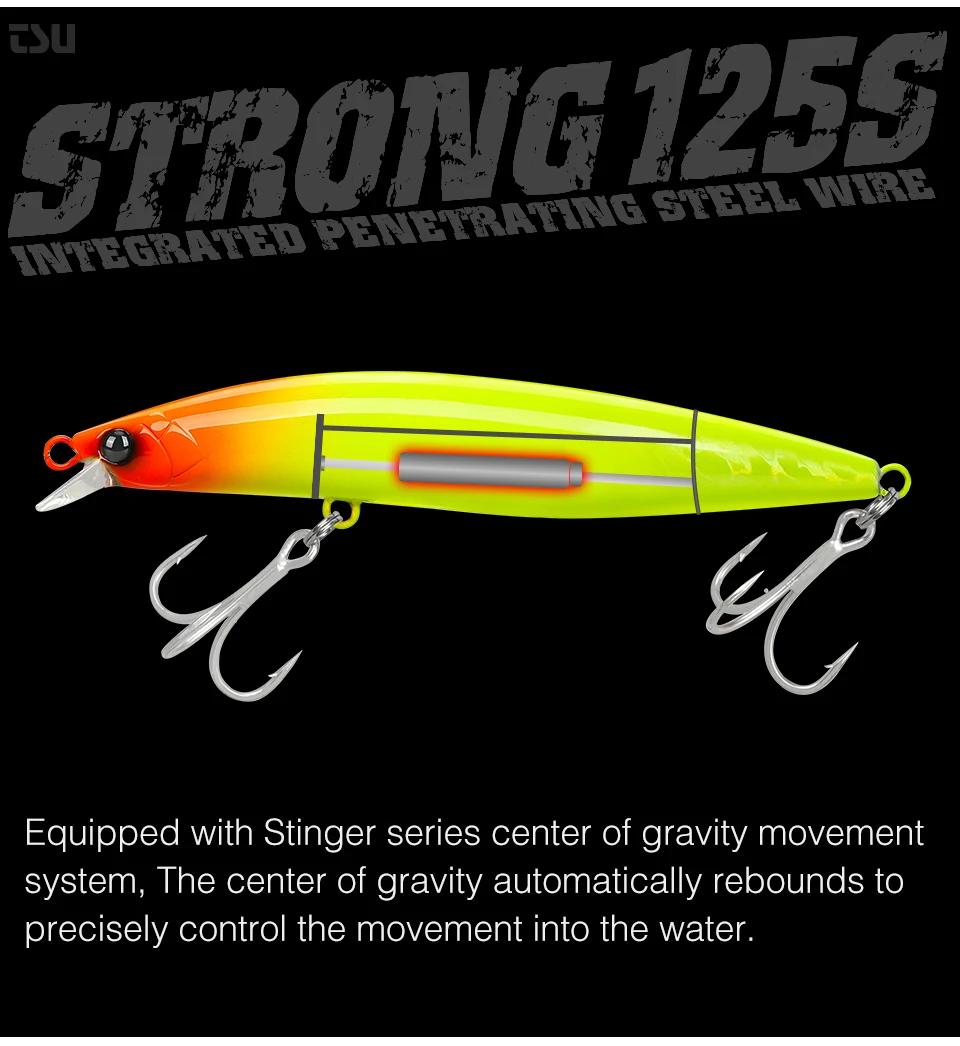 TSURINOYA 125S Ultra-long Casting Fishing Lure Stinger 125mm 28g High Strength Sinking Minnow Saltwater Artificial Hard Baits