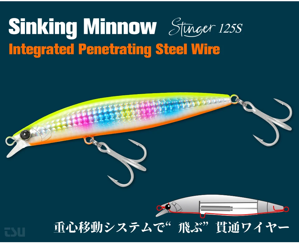 TSURINOYA 125S Ultra-long Casting Fishing Lure Stinger 125mm 28g High Strength Sinking Minnow Saltwater Artificial Hard Baits