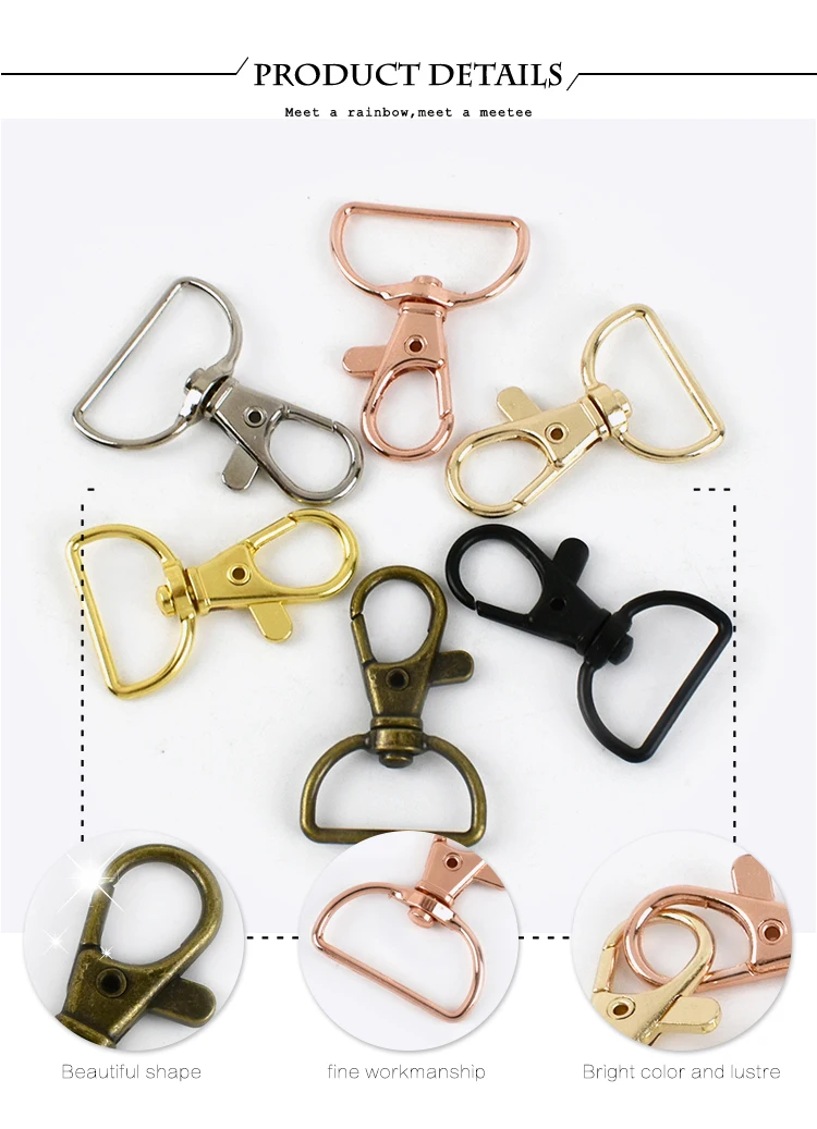 10/30/50Pcs 20mm/25mm Metal Lobster Clasps Bag Strap Swivel Trigger Buckles DIY Clip Snap Hook Webbing Hanger Keychain Hooks