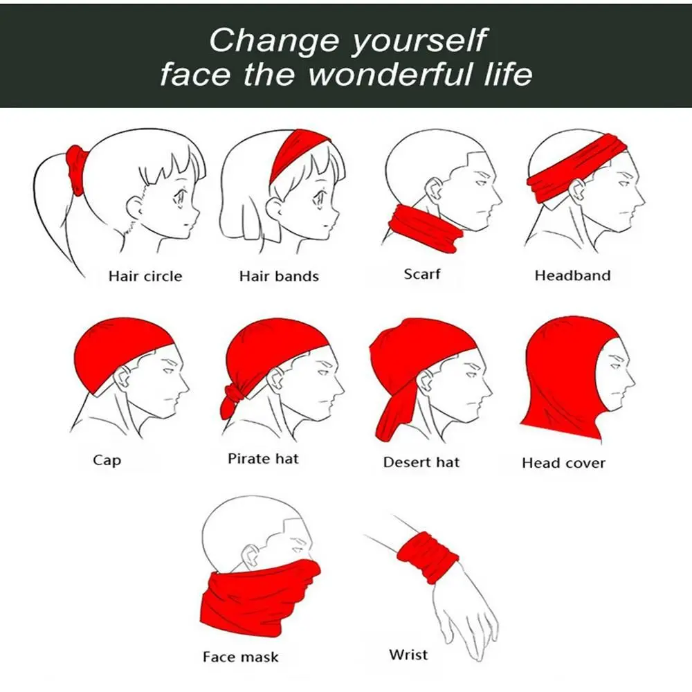 Fashion Men Women Head Face Neck Sunshade Collar Gaiter Tube Bandana Scarf Sports Headwear Scarf Dustproof Outdoor Fishing
