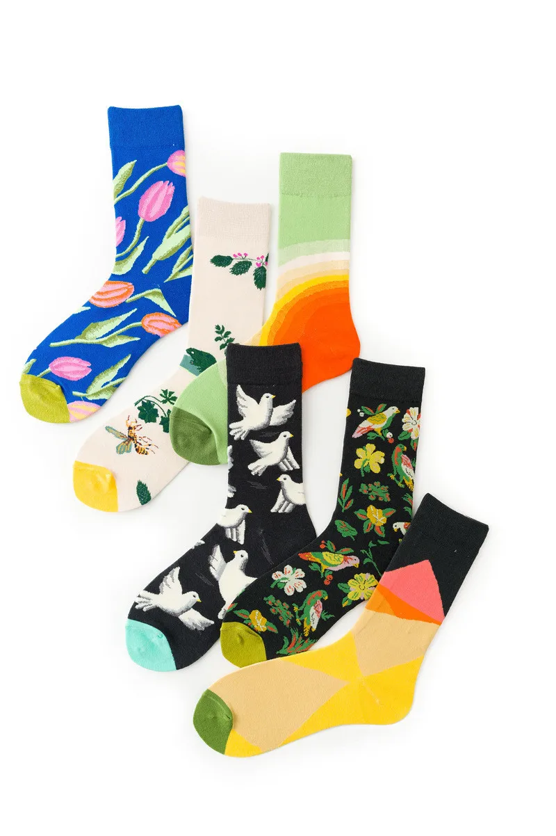 New cotton socks high-quality men's and women's British style casual Harajuku fashion novelty literary couple sexy socks