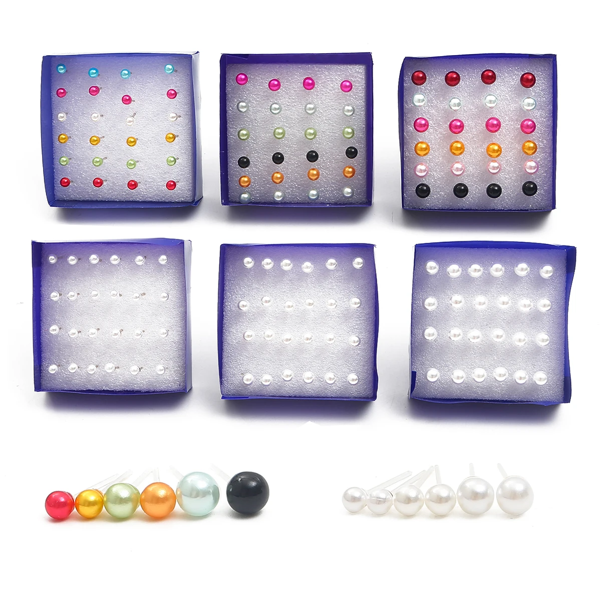 12Pairs 20Pairs 2.5-6mm Small Crystal Pearls Rhinestone Earrings Set For Fashion Women Jewelry Accessories Ball Stud Earrings