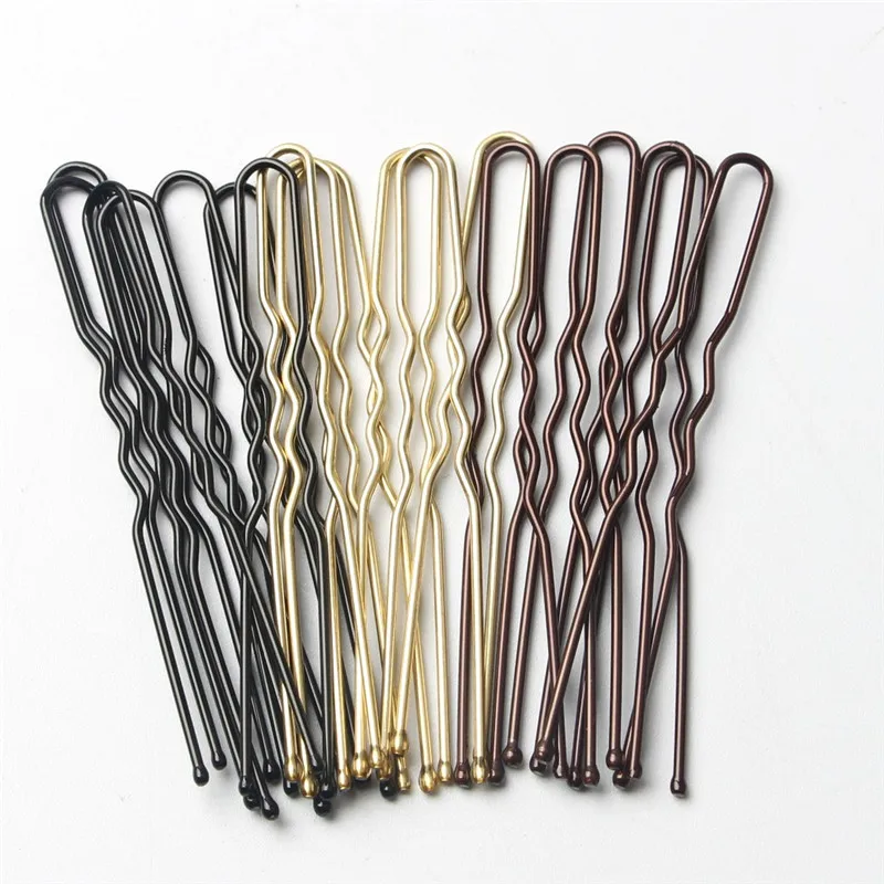 50 Pcs/Bag 5/6/7cm U Shaped Alloy Hairpins Waved Hair Clips Simple Metal Bobby Pins Barrettes Bridal Hairstyle Tools Hair Pins