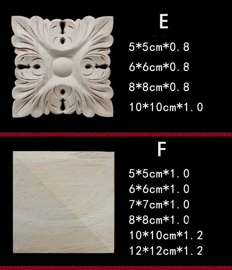 Rubber Wood Appliques for Furniture Wood Corner Onlay Home Decoration Accessories Room Decor Wood Decals Figurines Floral