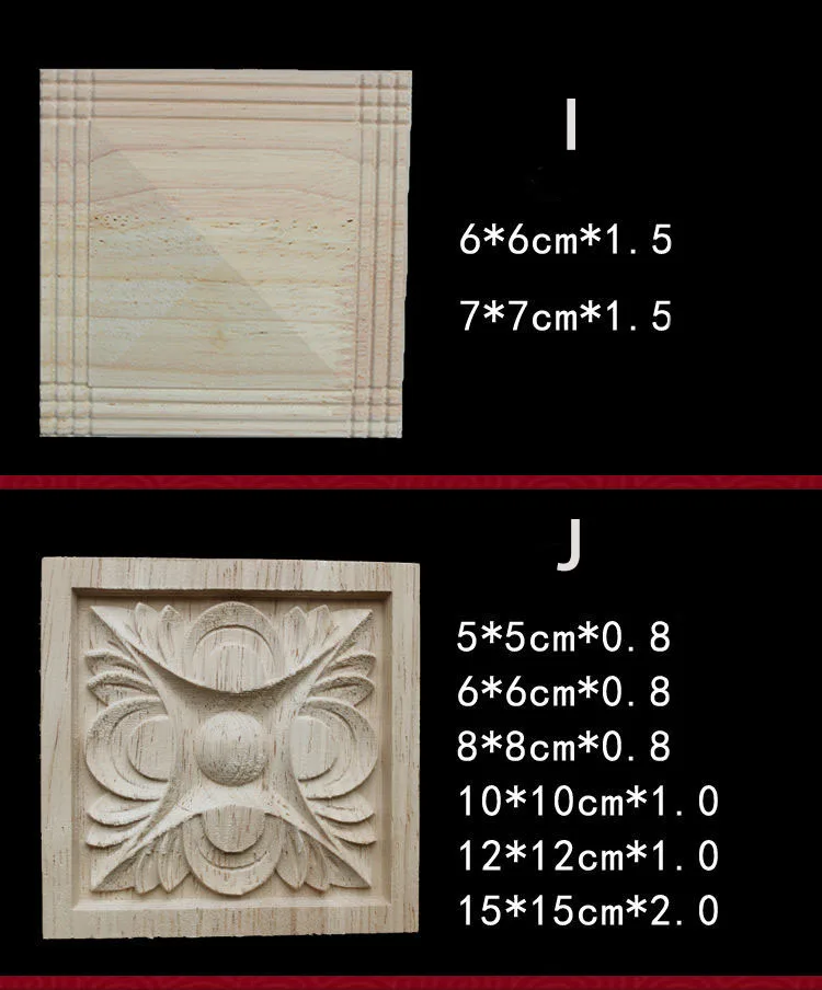 Rubber Wood Appliques for Furniture Wood Corner Onlay Home Decoration Accessories Room Decor Wood Decals Figurines Floral