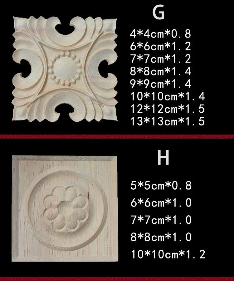 Rubber Wood Appliques for Furniture Wood Corner Onlay Home Decoration Accessories Room Decor Wood Decals Figurines Floral