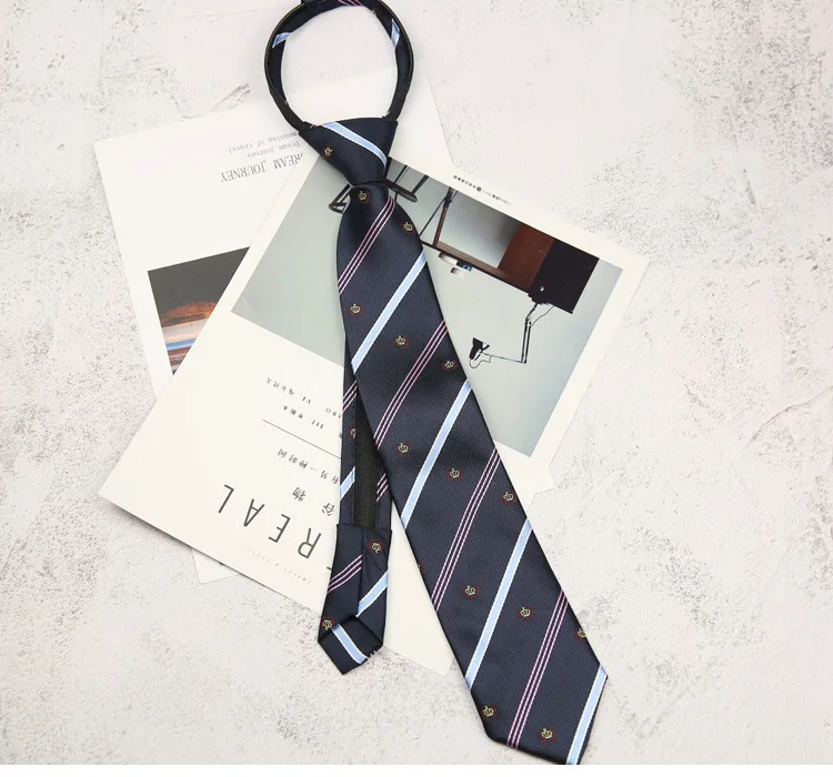 Zipper Necktie For Men Women Tie for Boys Girls Suits 7cm Striped Lazy Ties Slim Girls Neck Tie Gravatas Rubber Pre-tied Ties