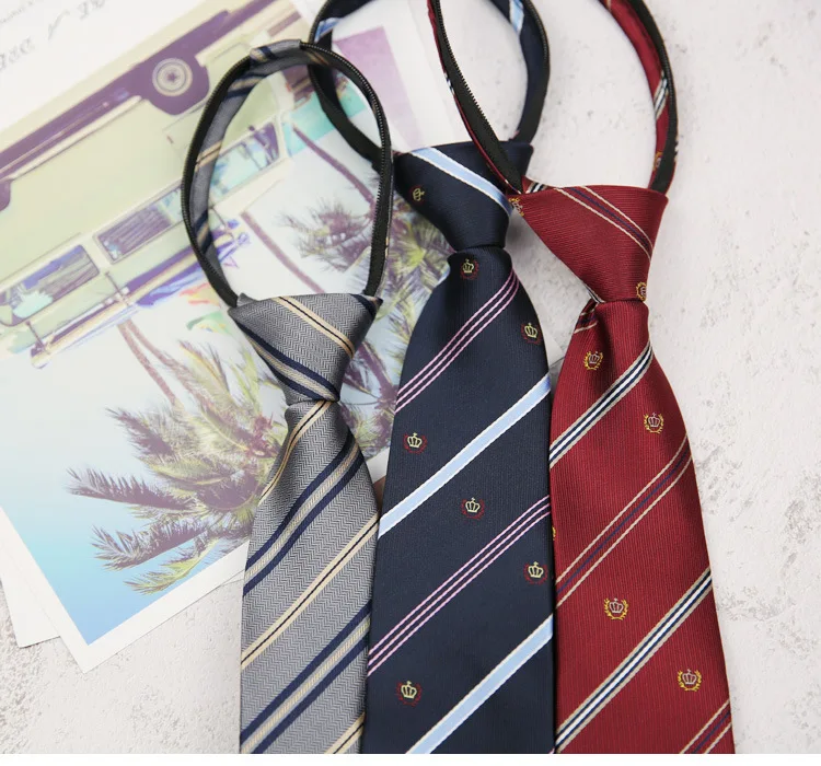 Zipper Necktie For Men Women Tie for Boys Girls Suits 7cm Striped Lazy Ties Slim Girls Neck Tie Gravatas Rubber Pre-tied Ties