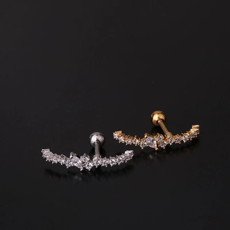 1PC 16G Korea Style CZ Flower Tragus Cartilag Lobe Earrings Barbell Ear Stud Helix Piercing Jewelry