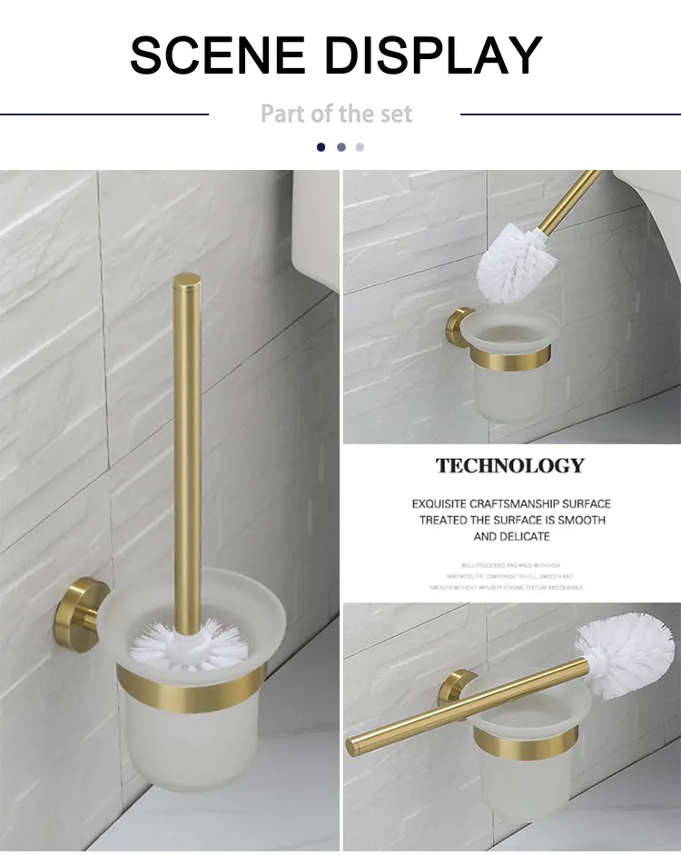 Brushed Gold Bathroom Accessories Towel Rack Toilet Brush Roll Paper Holder Towel Bar Hook Soap Dish Bathrom Hardware Wall Shelf