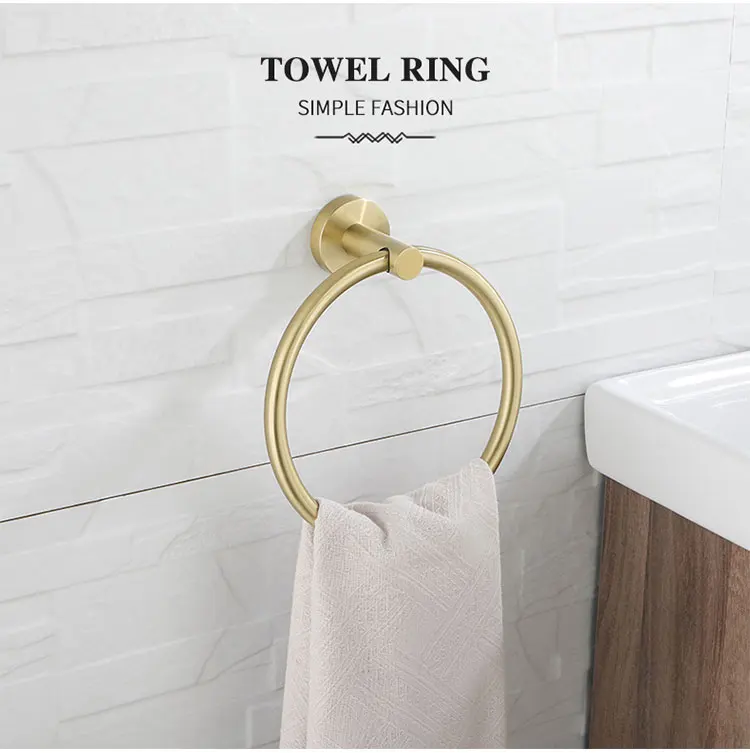 Brushed Gold Bathroom Accessories Towel Rack Toilet Brush Roll Paper Holder Towel Bar Hook Soap Dish Bathrom Hardware Wall Shelf
