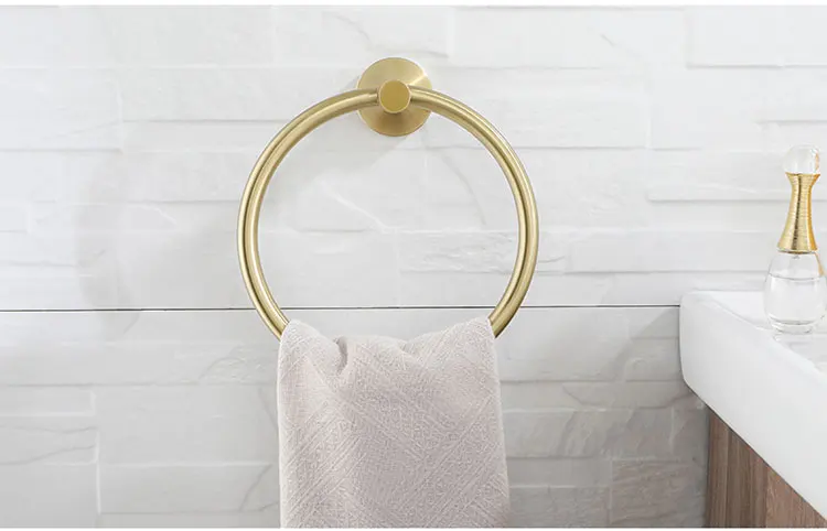 Brushed Gold Bathroom Accessories Towel Rack Toilet Brush Roll Paper Holder Towel Bar Hook Soap Dish Bathrom Hardware Wall Shelf